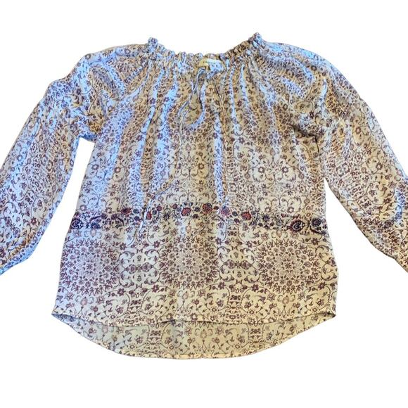 L’agence Womens Crawford Billow Sleeve blouse purple white floral extra small - Picture 5 of 11